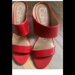 👠😎❤️Jessica Simpson Red Patent Leather Stiletto Open Toe Strappy Heels Size 6